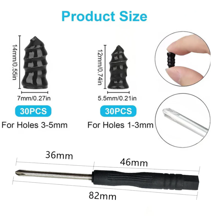 🧩60 PCs Tire Repair Rubber Nails Kit with 2 Sizes