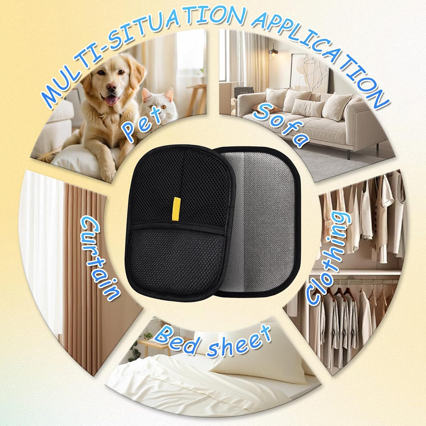 Pet Hair Removal Gloves, and Efficient Pet Hand Hair Removal Gloves, Reusable Pet Hair Removal Gloves. Suitable for Long-Haired and Short-Haired Dogs, Cats and Horses