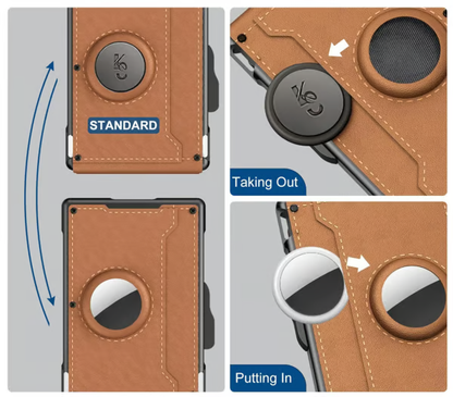 ✨Wallet - With Pop Up Aluminum Case Money Clip Slim Leather Slots Credit Card Holder RFID Blocking Bifold Minimalist Wallet